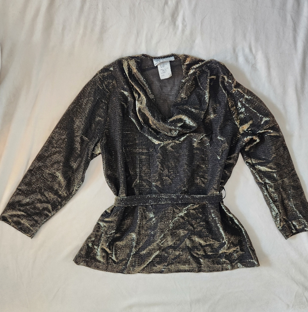 TEDDI of California Vintage 70's Gold Cowl Neck Sheer Blouse
